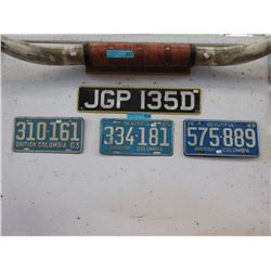 5 x Vintage licence plates