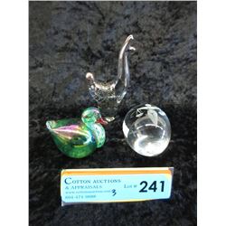 3 Art glass paperweights