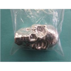 3 Troy Ounce .999 Silver 3D Skull Bar