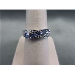 Tanzanite & Diamond Crossover style Ring