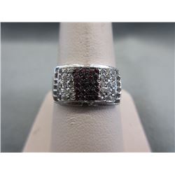 Sterling Silver Ring set w/ Diamonds & Pink CZ
