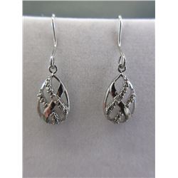 New Diamond-set Sterling Silver Drop Earrings