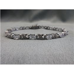 White Topaz & Diamond-set Tennis Bracelet