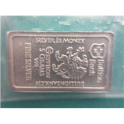 5 Gram Swiss Bullion Bank Mint .999 Silver Bar