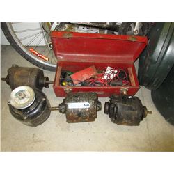 4 Used motors & a tool box.