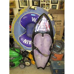 Inflated float tube & a wake board - used