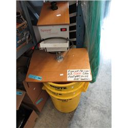 Spinnet paper drill & 3 trash cans
