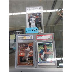3 Graded MLB baseball cards