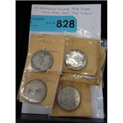 5 Canadian Silver .50 cent coins