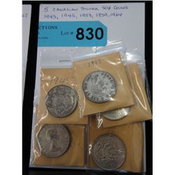 5 Canadian Silver .50 cent coins