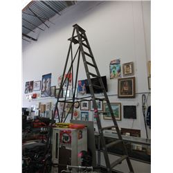 14 Foot wood step ladder - used