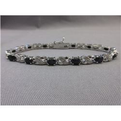 Blue Sapphire & Diamond Tennis Bracelet