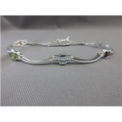 Princess Cut Multi-Gemstone Bracelet.