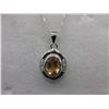 Image 1 : 1.75 CT Oval Citrine & Diamond Pendant & Chain