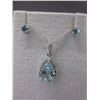 Image 1 : Blue Topaz & Diamond Necklace & Earrings Set
