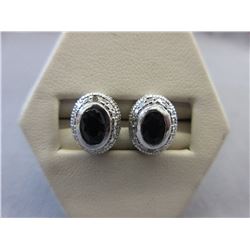New - Oval Blue Sapphire & Diamond Earrings