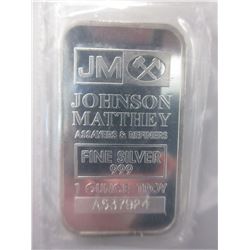 .999 Fine Silver "A Series" Johnson Matthey Bar