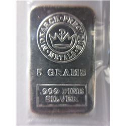.999 Fine Silver Monarch Mint Bar - 5 grams