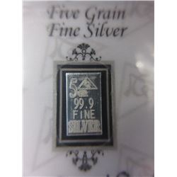 4 x .999 Fine Silver Bullion Bars - 5 Grains Each