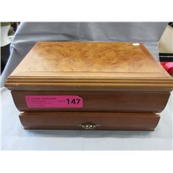 Solid Wooden Jewelry Box & Contents