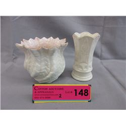 2 Vintage Belleek vases