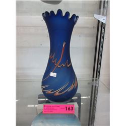 12" Blue art glass vase