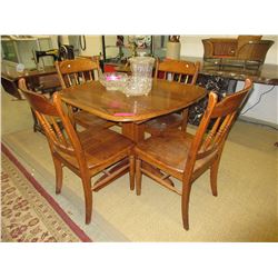 Oak table & chairs with pop up leaf
