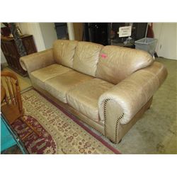 Leather sofa with rolled arms - used