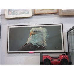 Signed oil on canvas eagle painting