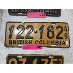 1949 BC licence plate
