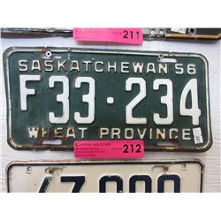 1956 Saskatchewan licence plate