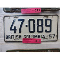 1957 BC licence plate