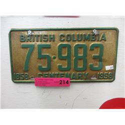 1958 BC licence plate