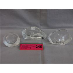 3 Signed & numbered Mats Jonasson paperweights
