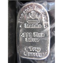 2 Troy Oz. Tombstone Shape .999 Silver Bar