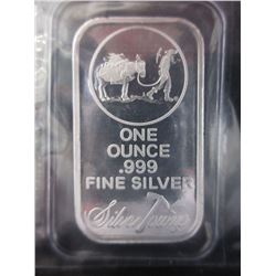 1 Troy Oz. Miner/Mule Motif .999 Silver Bar