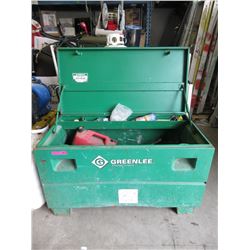 Large metal storage box & contents