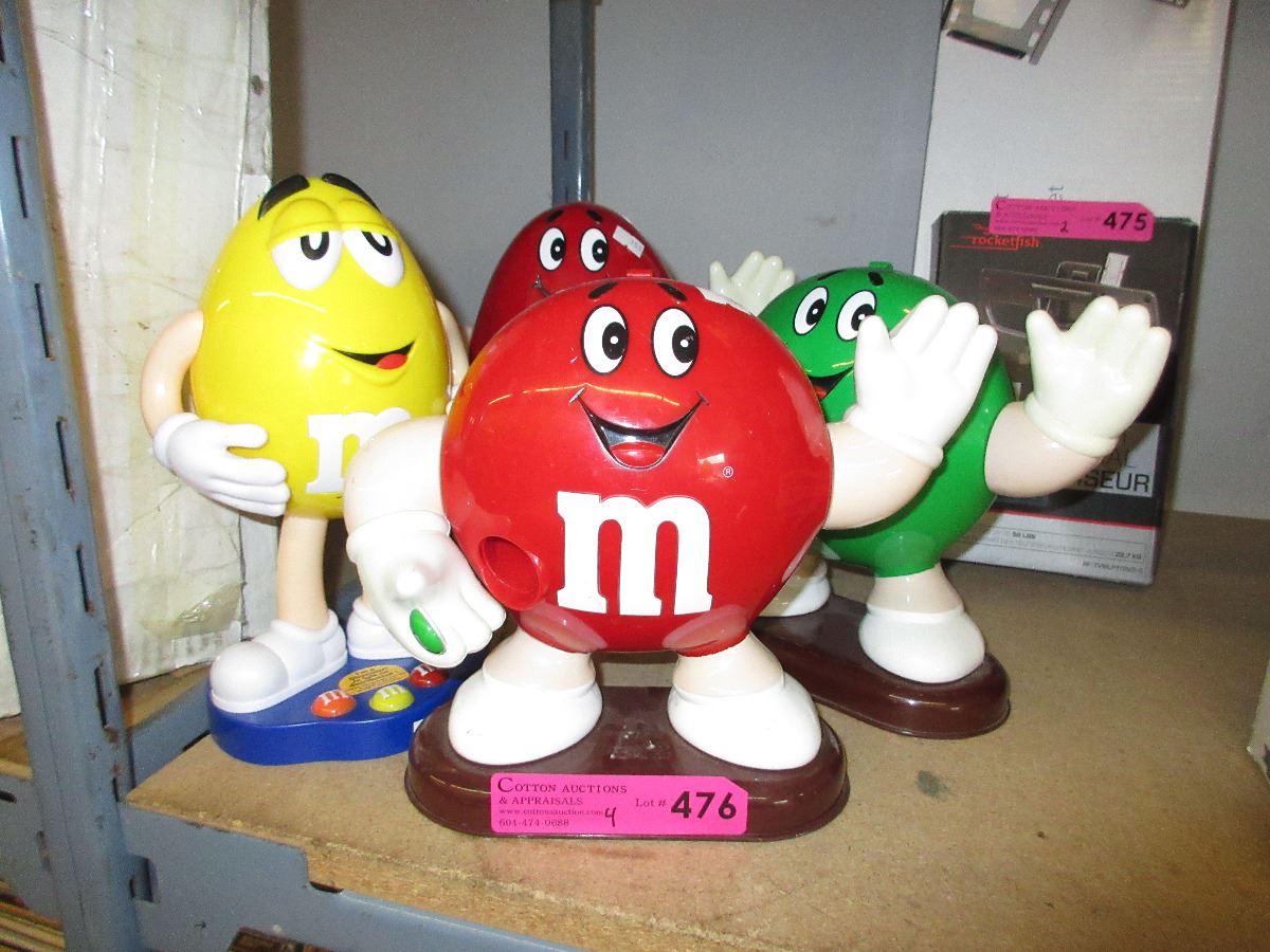 4 Collectible M&Ms candy dispensers