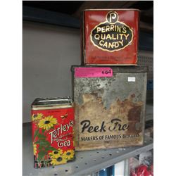 3 Vintage tins with advertising