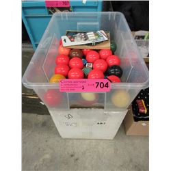 Pool balls & sports magazines