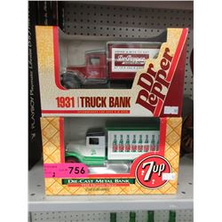 2 Die-cast metal truck banks