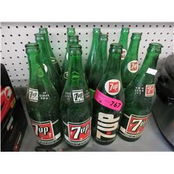 12 Vintage glass 7-up bottles