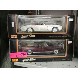 2 Die-cast scale model Mercedes cars