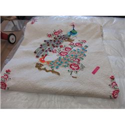 Peacock motif bed cover - used