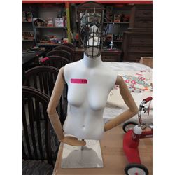 Plastic & wood female torso mannequin - used