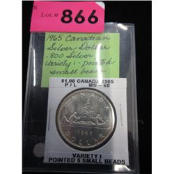 1965 Canadian Silver Dollar Coin