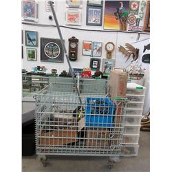 Industrial wire rolling cart & contents - used