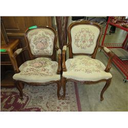 2 Armchairs with tapestry upholstery