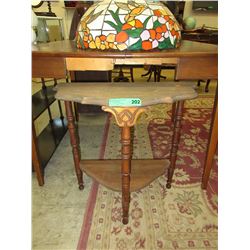 Wood half moon table - used