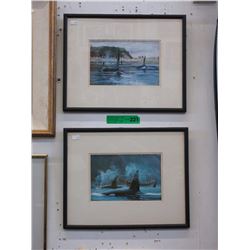 Pair of whale prints